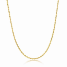 Sterling Silver 2.3mm Rope Chain - Gold Plated
