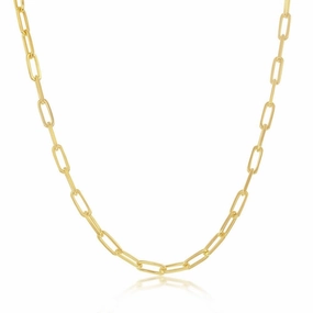 Sterling Silver 2.8mm Paper Clip Anklet - Gold Plated