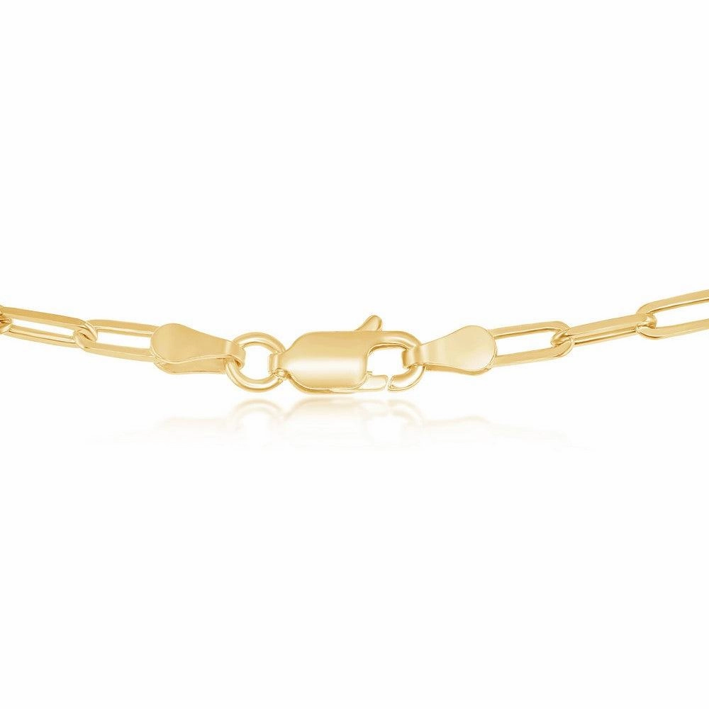 Sterling Silver 2.8mm Paper Clip Anklet - Gold Plated