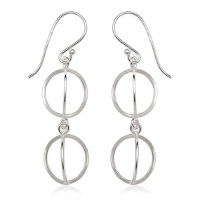 Sterling Silver 3 Dimensional Double Circle Earrings