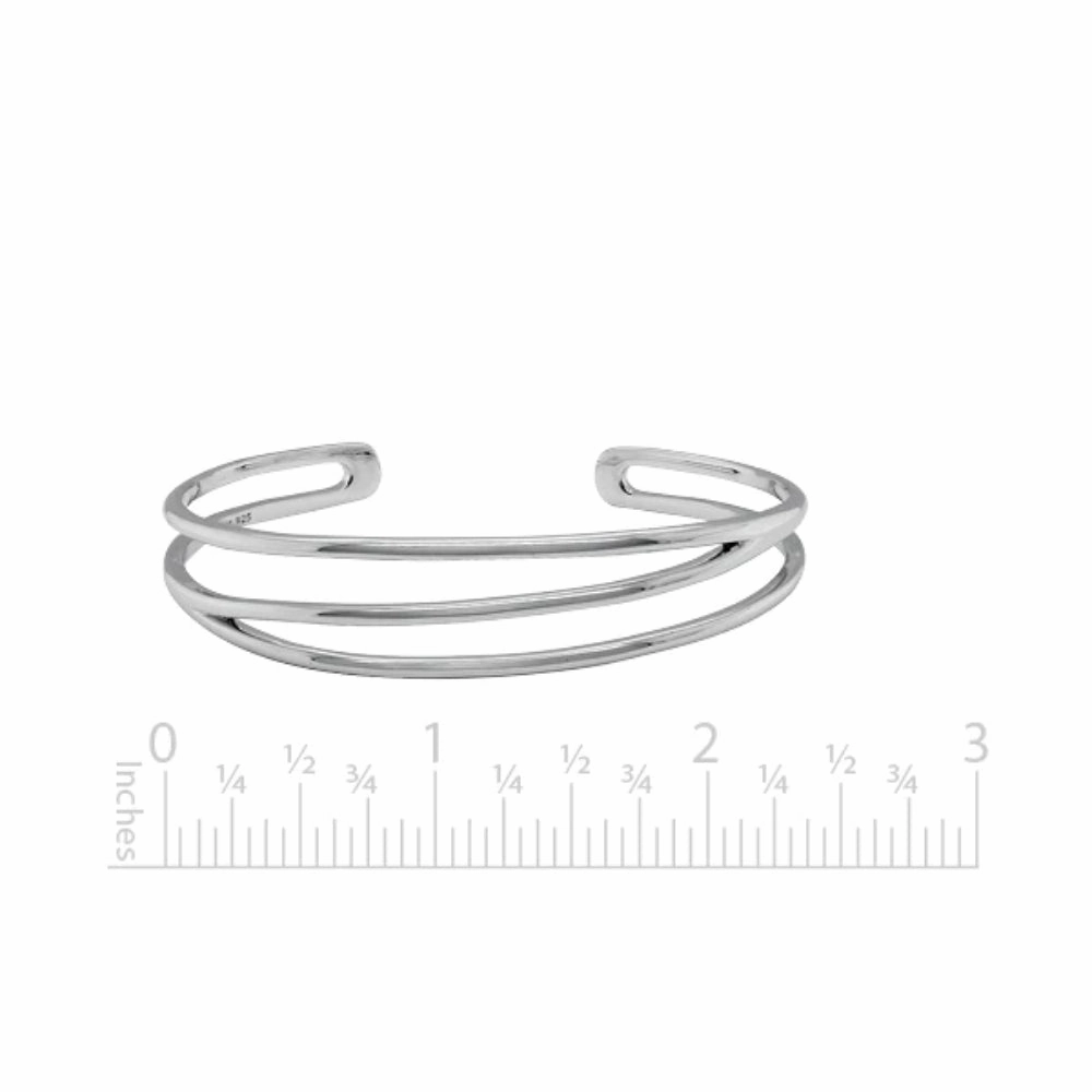 Sterling Silver 3 Strand Cuff Bracelet
