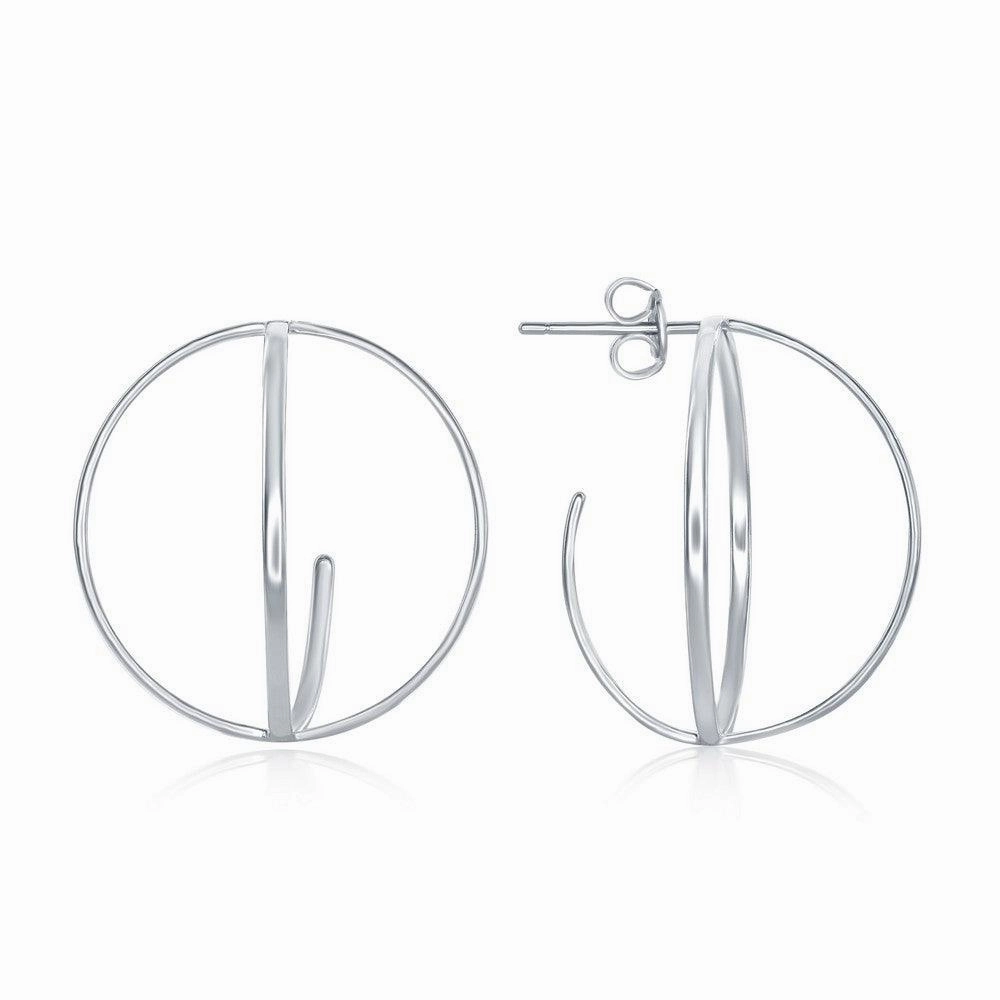 Sterling Silver 3D Open Round Earrings