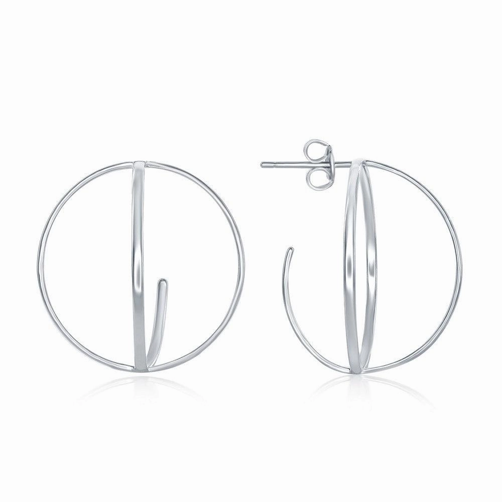 Sterling Silver 3D Open Round Earrings