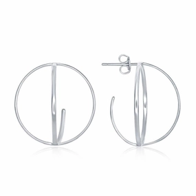 Sterling Silver 3D Open Round Earrings