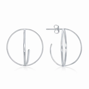 Sterling Silver 3D Open Round Earrings