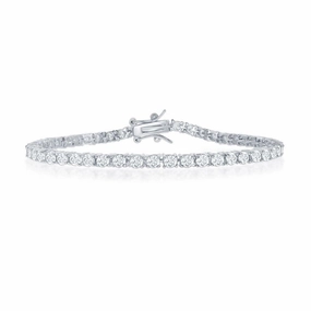 Sterling Silver 3mm Prong-Set Round CZ Tennis Bracelet, 7.5"