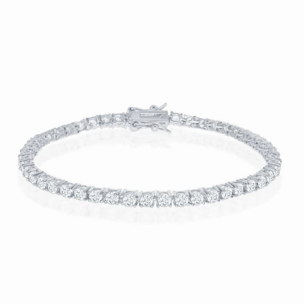 Sterling Silver 3mm Prong-Set Round CZ Tennis Bracelet, 7.5"