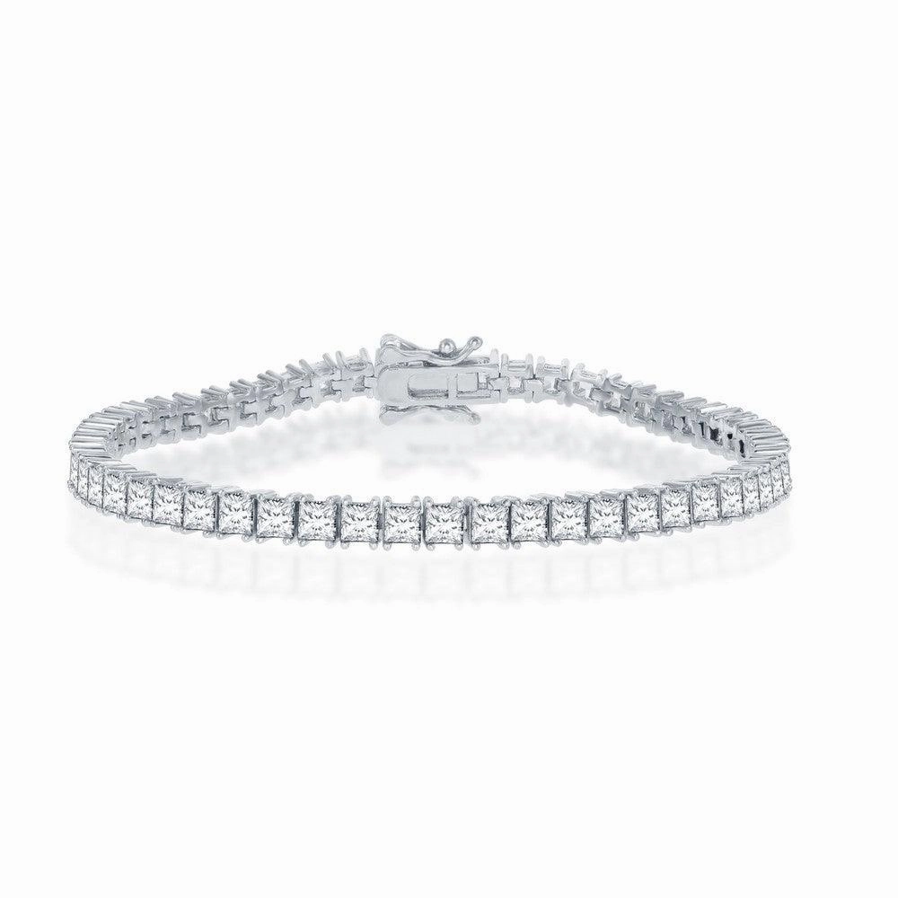 Sterling Silver 3mm Square Tennis Bracelet, 7.5"