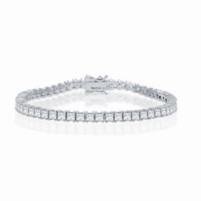Sterling Silver 3mm Square Tennis Bracelet, 7.5"
