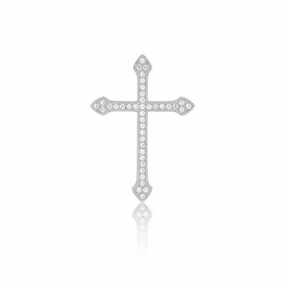 Sterling Silver 40 Stones Micro Pave Cross Pendant