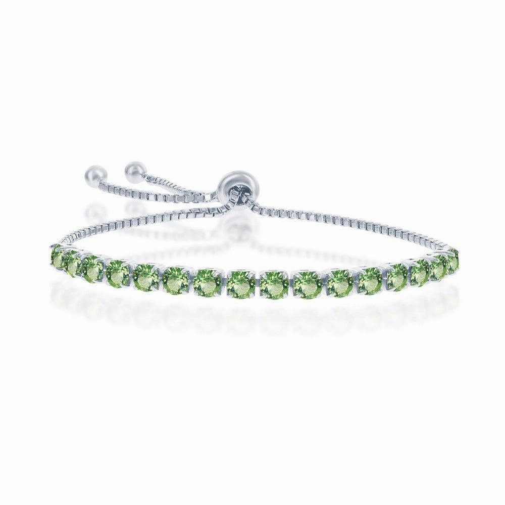 Sterling Silver 4mm Peridot "August" Swarovski Element Bracelet