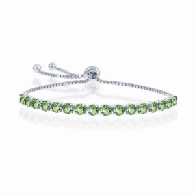 Sterling Silver 4mm Peridot "August" Swarovski Element Bracelet