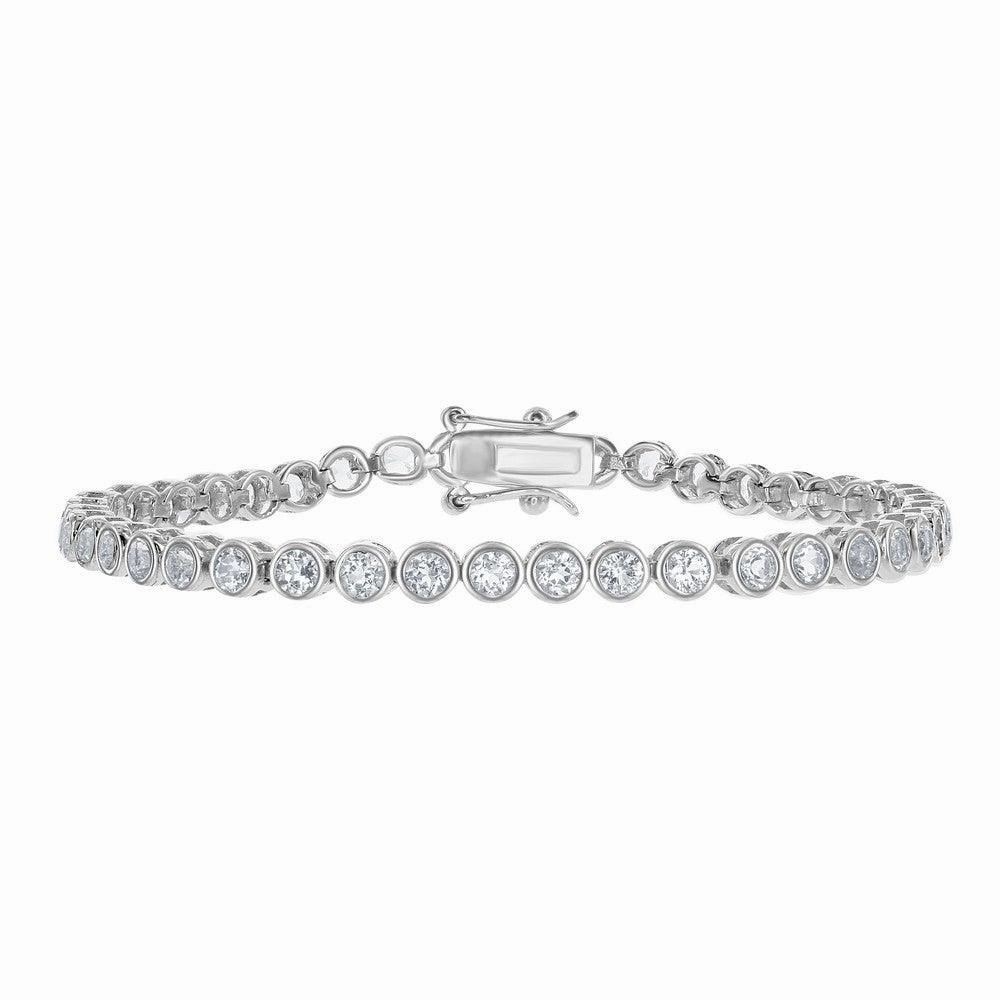 Sterling Silver 4mm Round Tennis Bracelet, 7.25"