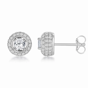 Sterling Silver 4mm White Topaz Stud Earrings