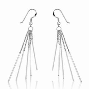 Sterling Silver 5 Chains with Bars Earrings
