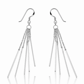 Sterling Silver 5 Chains with Bars Earrings