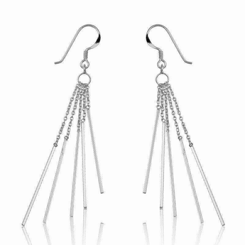 Sterling Silver 5 Chains with Bars Earrings