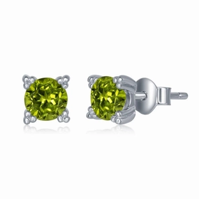 Sterling Silver 5mm Round Peridot Stud Earrings
