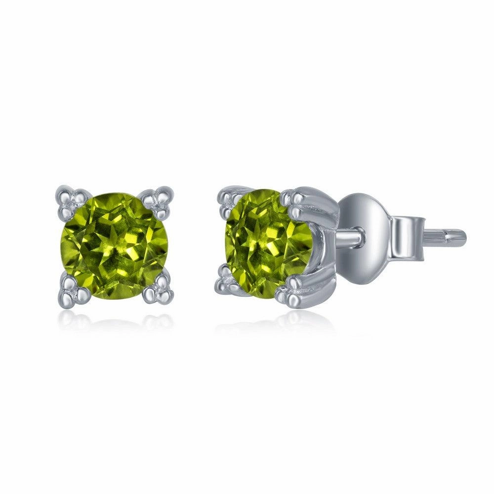 Sterling Silver 5mm Round Peridot Stud Earrings