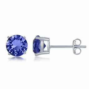 Sterling Silver 6mm Blue Sapphire Stud Earrings