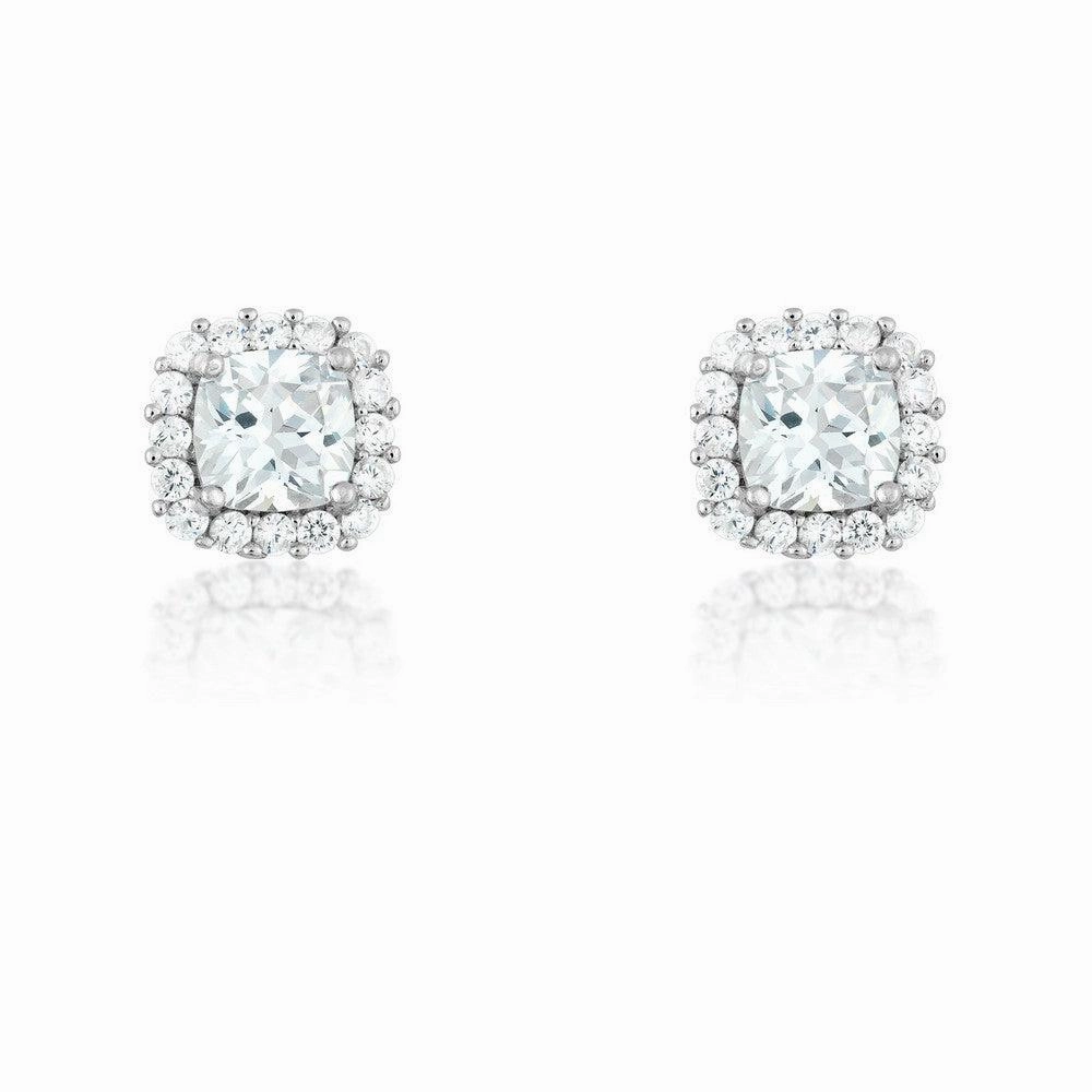 Sterling Silver 6mm CZ Square Stud Earrings