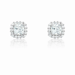 Sterling Silver 6mm CZ Square Stud Earrings