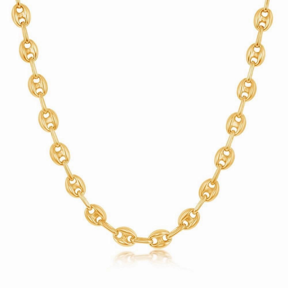 Sterling Silver 6mm Puffed Marina Chain - Gold Plated