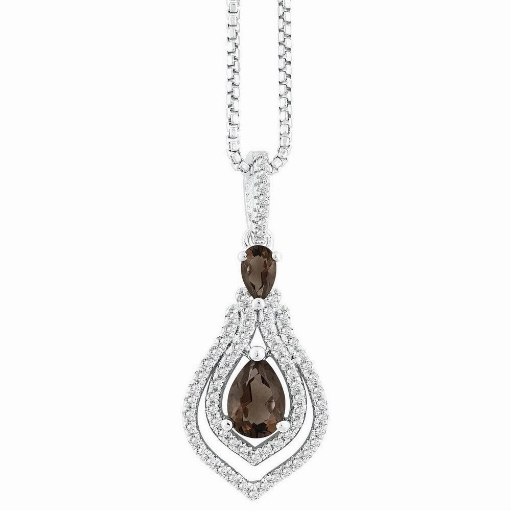 Sterling Silver .875cttw Double Pear with .552 ct White Topaz Necklace