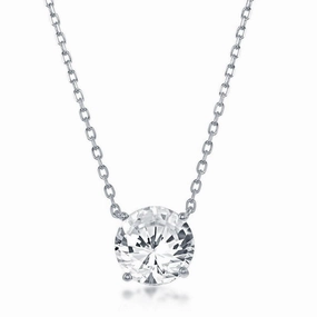 Sterling Silver 8mm Crystal "April" Swarovski Element Necklace