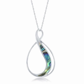 Sterling Silver Abalone Pear Shaped Pendant