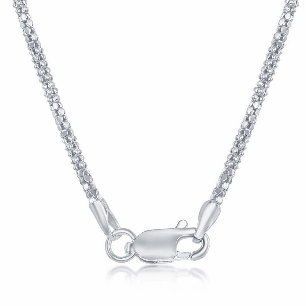 Sterling Silver Alternating Coreana and Popcorn Chain, 18"