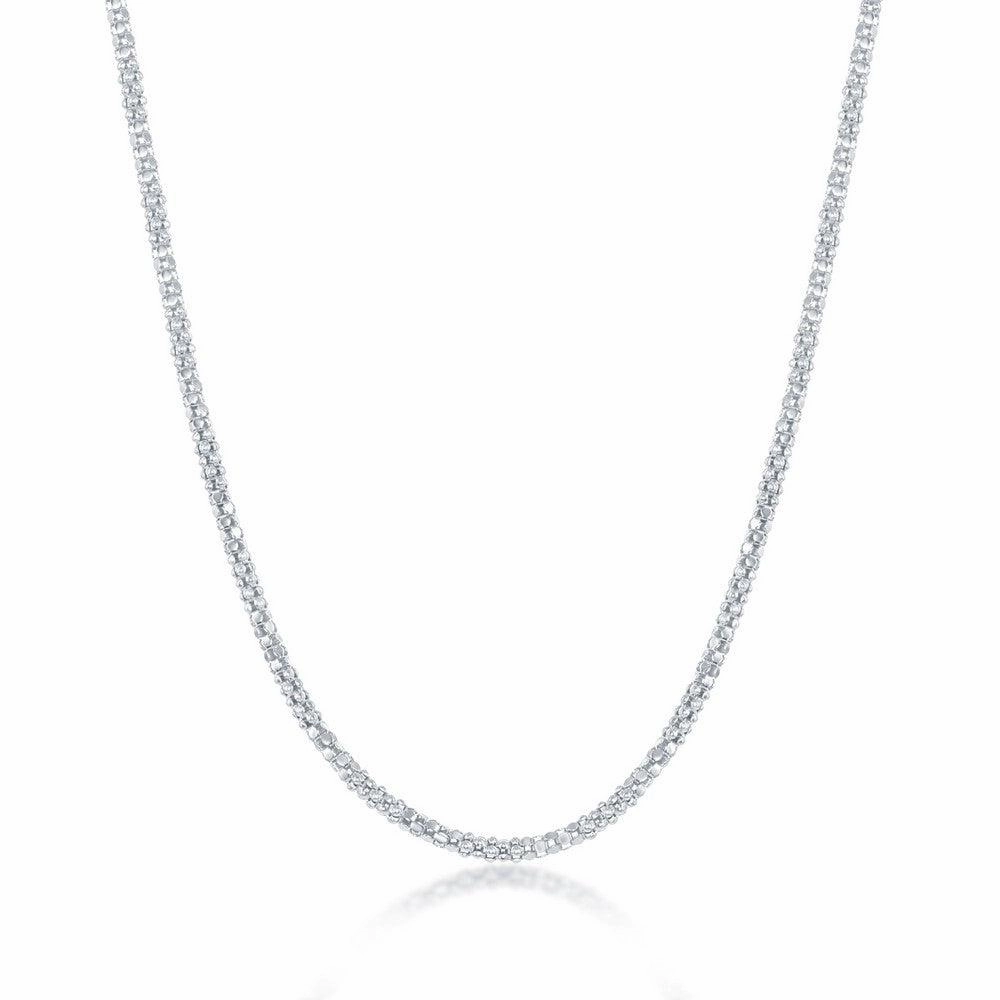 Sterling Silver Alternating Coreana and Popcorn Chain, 18"