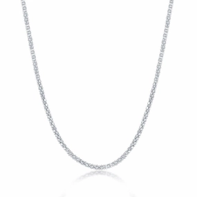 Sterling Silver Alternating Coreana and Popcorn Chain, 18"