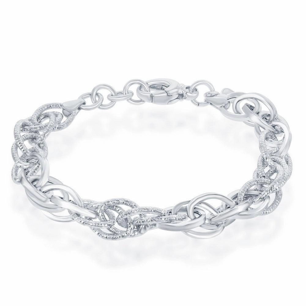 Sterling Silver Alternating Oval Linked Bracelet