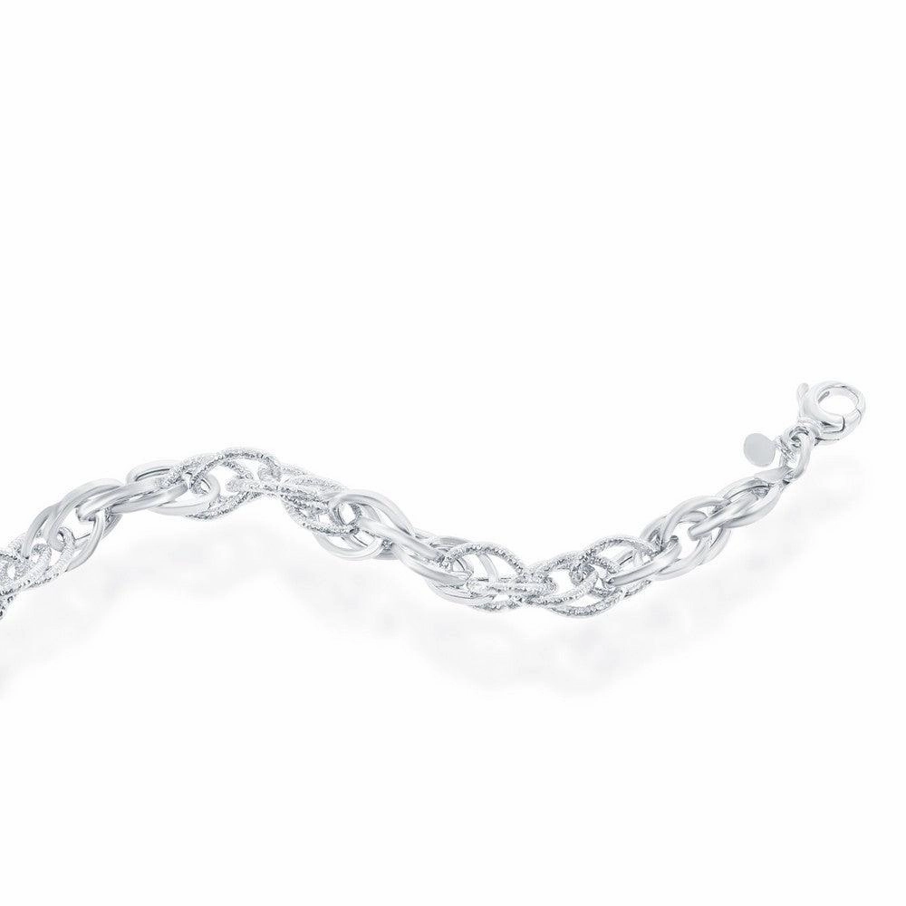 Sterling Silver Alternating Oval Linked Bracelet