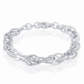 Sterling Silver Alternating Oval Linked Bracelet