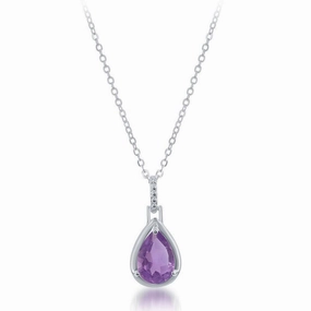 Sterling Silver Amethyst 1.67 cttw Teardrop Pendant