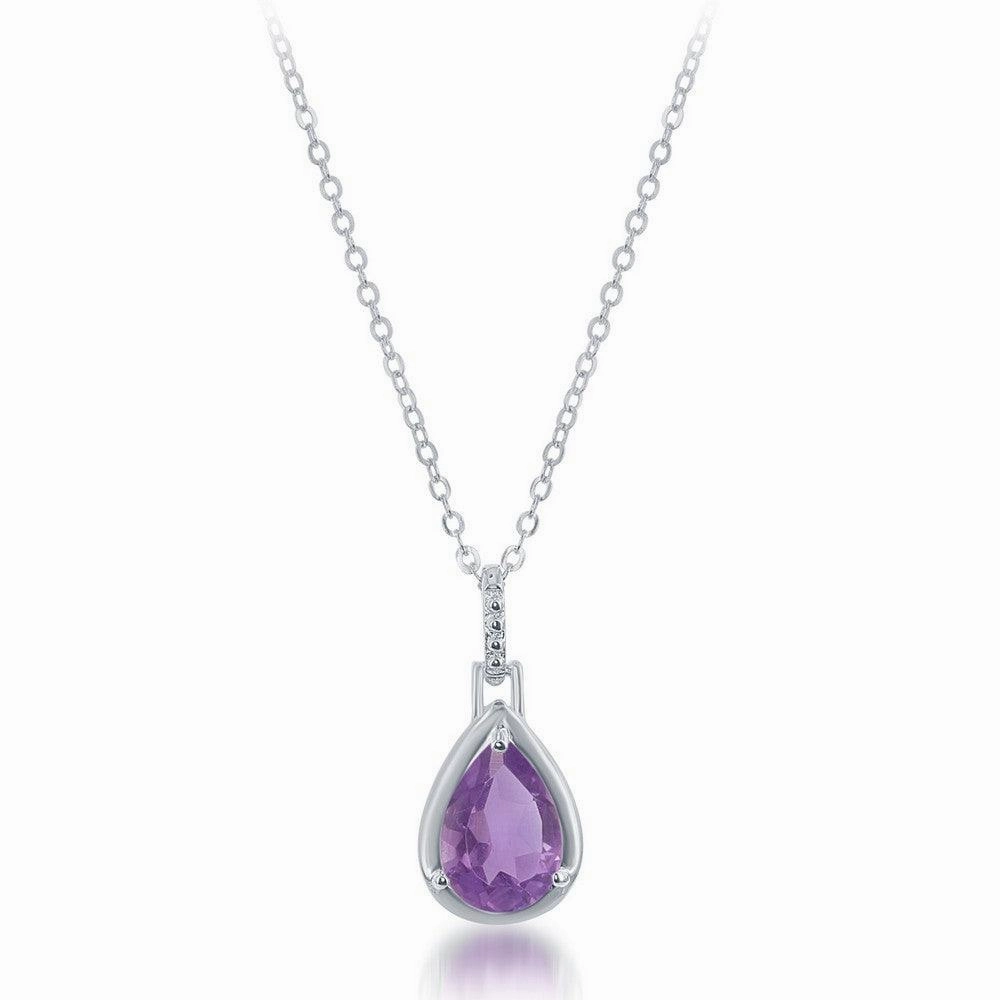 Sterling Silver Amethyst 1.67 cttw Teardrop Pendant