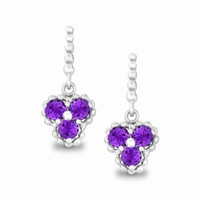 Sterling Silver Amethyst Triple Circle Earrings
