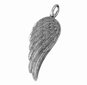 Sterling Silver Angel Wing Ladies Locket Pendant & Chain