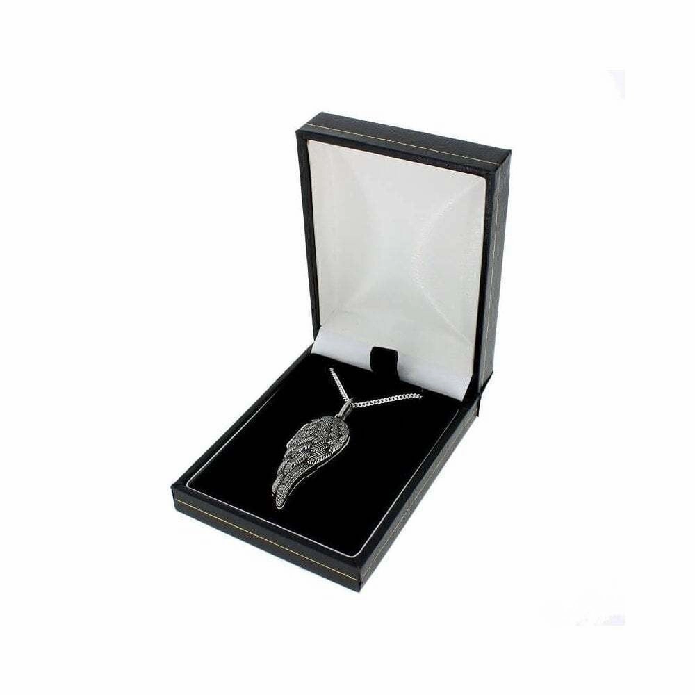 Sterling Silver Angel Wing Ladies Locket Pendant & Chain