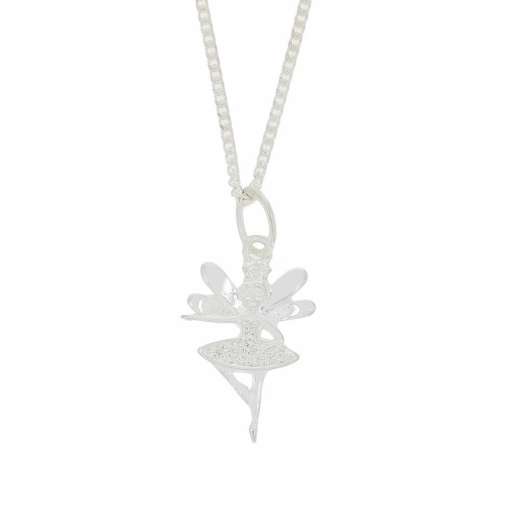 Sterling Silver Ballerina Fairy Pendant and Chain