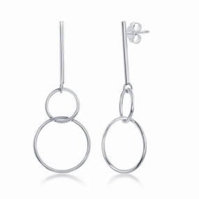 Sterling Silver Bar and Interlocking Earrings