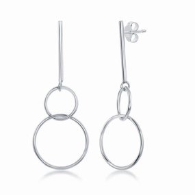 Sterling Silver Bar and Interlocking Earrings
