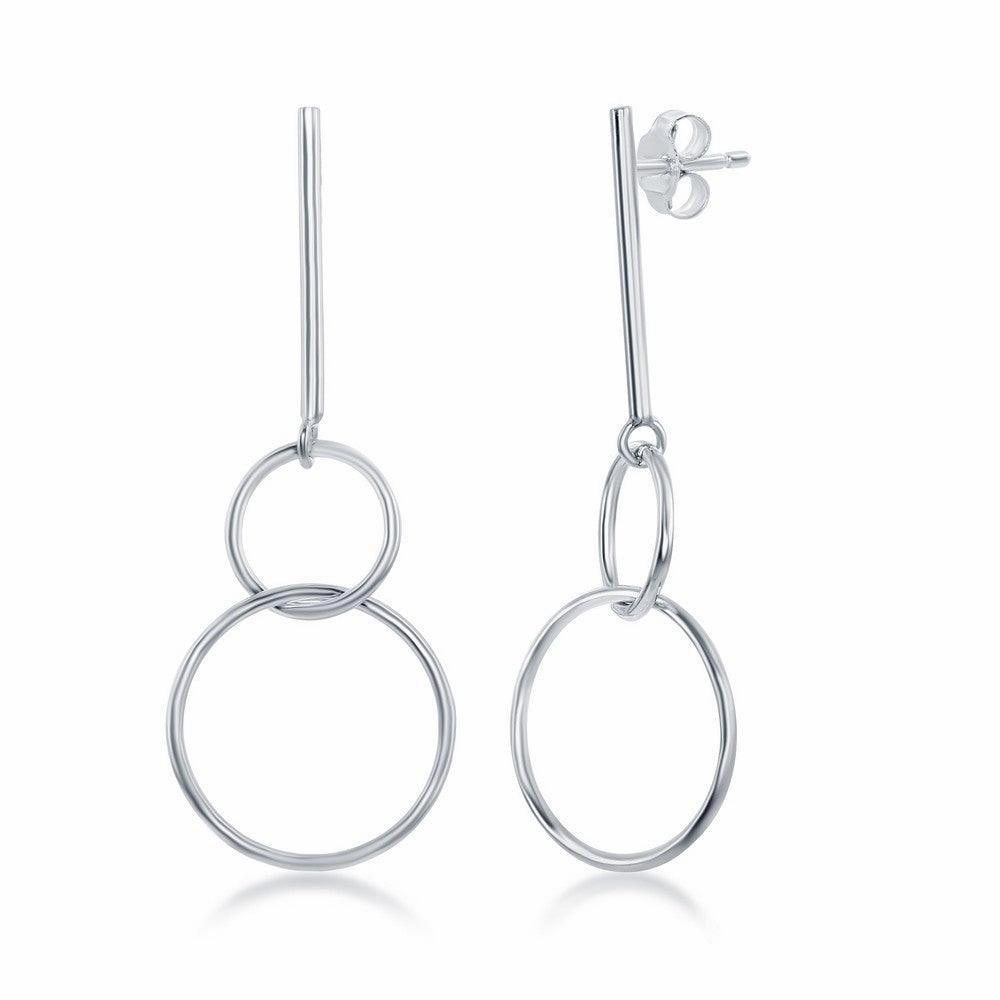 Sterling Silver Bar and Interlocking Earrings