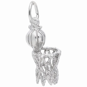 Sterling Silver Basketball and Net Charm