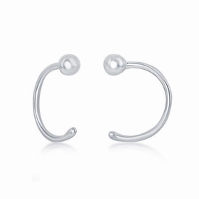 Sterling Silver Bead Half Hoop Earrings