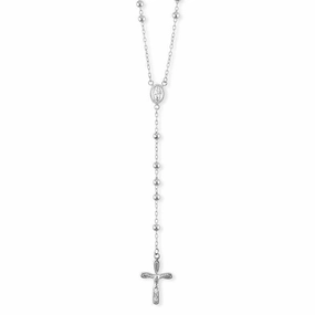 Sterling Silver Beaded Rosary Necklace