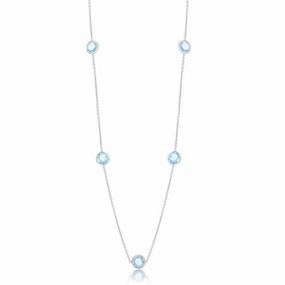 Sterling Silver Bezel-Set 26.964cttw Blue Topaz Necklace