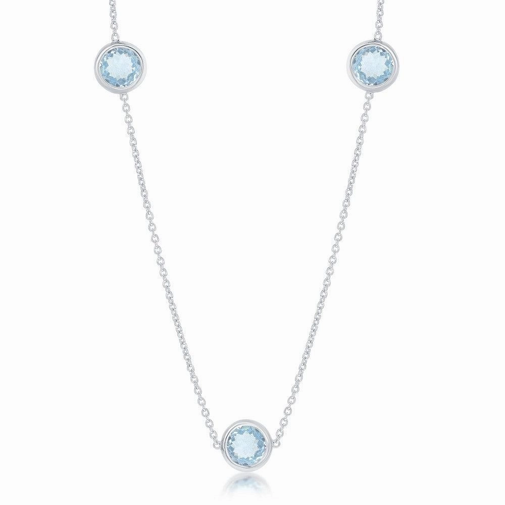 Sterling Silver Bezel-Set 26.964cttw Blue Topaz Necklace